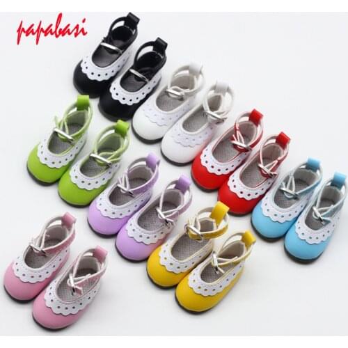 1 pair 5cm PU Leather Shoes For BJD Doll Fashion Mini Toy Lace Canvas Shoes 1/6 Doll for Russian Doll Accessories