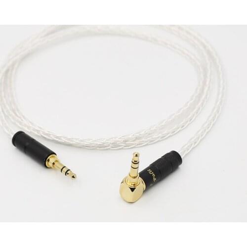 Piece Hi-End 8Cores Silver Plated 3.5mm Extension Audio Cable 3.5mm right angled to straight male Earphone HeadphoneStereo AUX
