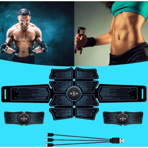 USB Rechargable Abdominal Belt Electrostimulation ABS Muscle Stimulator Hip Muscular Trainer Toner Home Gym Fitness Equipment