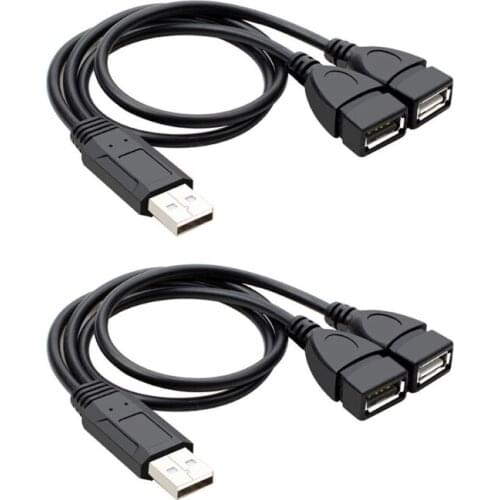 USB Splitter USB 2.0 Y Splitter Charger Cable 1 Male to 2 Female Power Cord