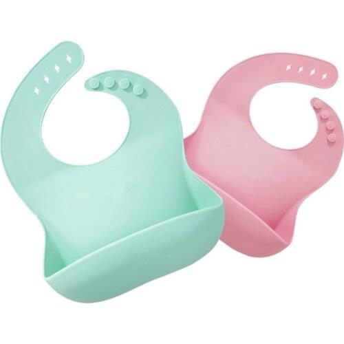 Waterproof Baby Silicone Bibs Burp Cloths Toddler Kids Adjustable Feeding Apron Saliva Bandana Eating bib Two colors