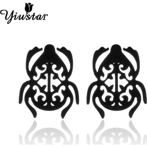 Yiustar Vintage Earrings Origami Scarab Insect Stud Earrings for Women Men Stainless Steel Animal Ear Piercing Pendientes Gothic