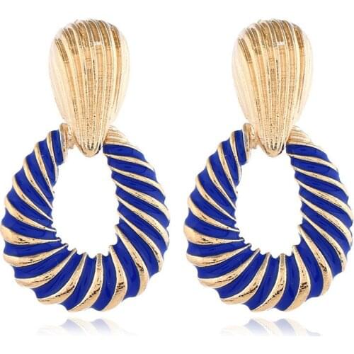 Bohemian geometric hanging earrings fashion exaggerated water drop shaped thread drop oil multi-layer earrings, womens jewelry