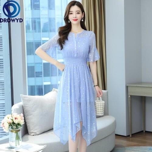 Summer Irregular Chiffon Dress Women Fashion V-neck Flower Print Spaghetti Strap Dress Ladies Sweet Long Party Dresses 2 Pieces