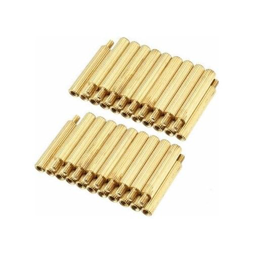 100pcs M2 17+3mm Female Male Thread Brass Round Standoff Spacer Screw PCB Pillar