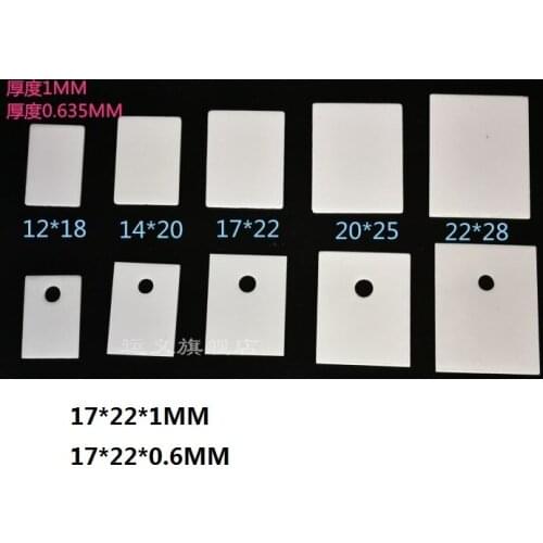 17x22 0.6mm 1mm 96% AL 2O3 Alumina ceramic sheet TO-247 TO-220 TO-3P Ceramic insulating plate aluminum oxide ceramic cooling fin