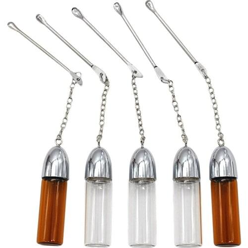 36mm/57mm/72mm2pcs Color Random Glass Bullet Rocket Snuff Snorter Dispenser Bullet Rocket Sniffer With Metal Spoon