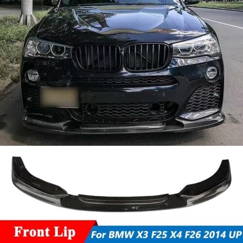 3D Style Carbon Fiber Front Bumper Spoiler Lip For BMW X3 F25 X4 F26 M-Sporty Version Car 2014 Up