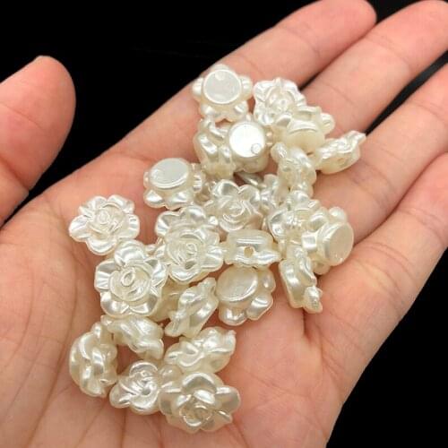50pcs Ivory Color Simulated Flower Pearl Beads Charms Jewelry Making Material DIY Crafts Pearl Beads For Decoration Accessories