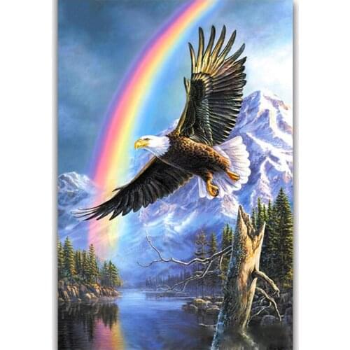 WSFS Hot Full Round Drill 5D Diy Diamond Painting "Eagle Rainbow" Embroidery Cross Stitch 5D Home Decor