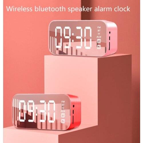 Wireless Smart Bluetooth Speaker LED Mirror Screen Alarm Clocks Mobile Phone Subwoofer Watch Table Digital Clock MP3 TF FM AUX