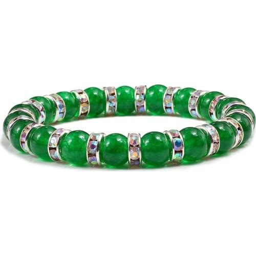 New Chrysoprase Gem Yoga Bracelets Green Aventurine and Malay Jades Friendship Bangles Rhinestone Jewelry Best Friend Women Gift