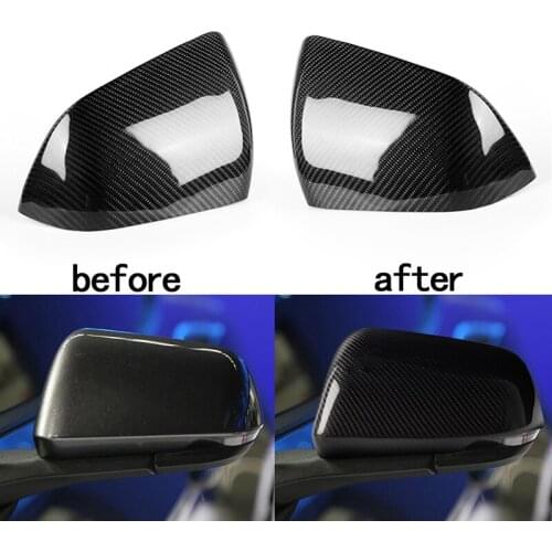 2 Pcs Carbon Fiber Rear View Mirror Cover Shell For Mustang 2015-2019 Replacement Car Exterior Side Mirror Caps Trim Supplies