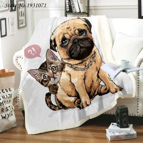 Cartoon Sand Dog 3D Printed Fleece Blanket for Beds Thick Quilt Fashion Bedspread Sherpa Throw Blanket Adults Kids 04