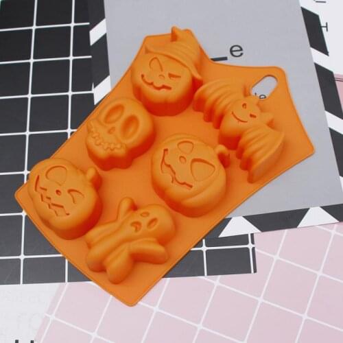 Halloween Holiday Pumpkin Cake Mold 6 Cavities Pumpkin Ghost Bat Shape Chocolate Molds DIY Cake Decorating Halloween Accessories