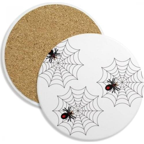 Halloween Ghost Fear Spider Ceramic Coaster Cup Mug Holder Absorbent Stone for Drinks 2pcs Gift