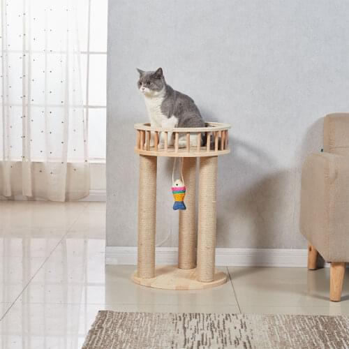 Cat Climbing Frame Sisal Scratching Board Solid Wood Tree Jumping Litter Toy Supplies