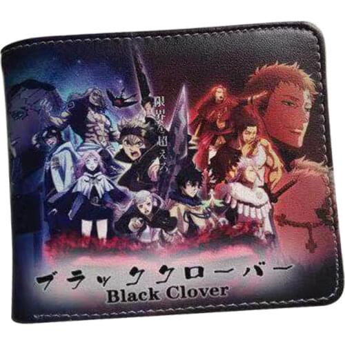 Black clover anime wallet Bifold with Coin Pocket card id holders jojo bizarre adventure Cartoon wallet purse