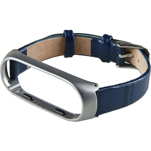 Metal Case Genuine Leather Wristband For Xiaomi Mi Band 3 Miband 3 Bracelet Smart Wrist strap for Mi Band 3 Correas 5 Color