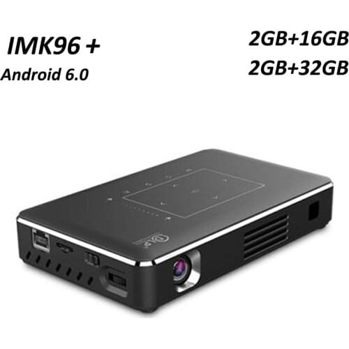 IMK96+ DLP MINI Projector Android 6.0 2GB RAM 16GB/32GB ROM 2.4G/5G WIFI LAN 10/100 Bluetooth 4.0 IR Remote Control Projector