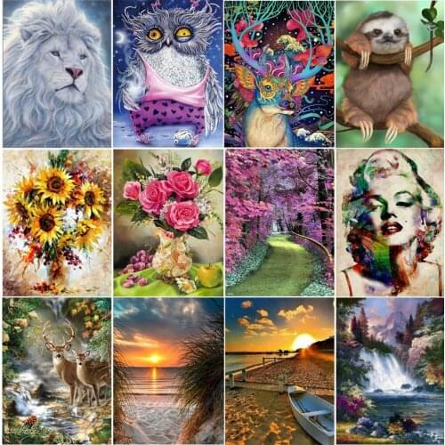 Kit de pintura de diamante 5D mosaico Animal flor y pájaro paisaje DIY bordado decoración del hogar pintura