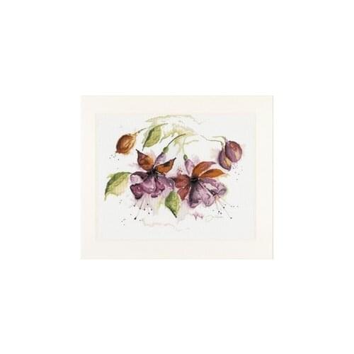 FREE delivery Top Quality hot selling lovely counted cross stitch kit Fuchsia in Watercolor Lanarte 34849 purple flowers