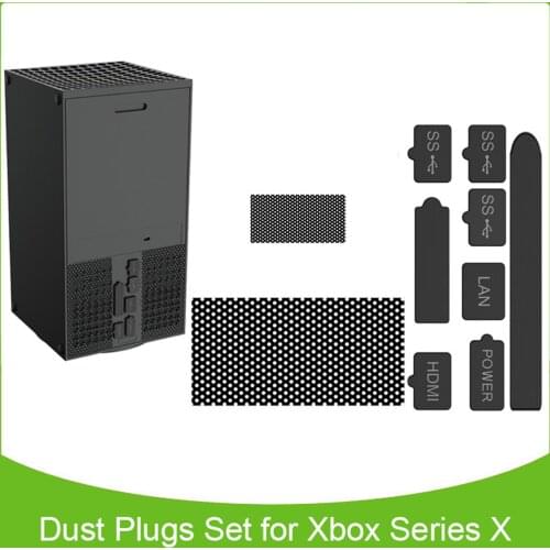 Anti-dust Accessories Set For Xbox Series X Game Console Black Silicone Dust Plugs USB Interface Cover PVC Vent Dustproof Nets