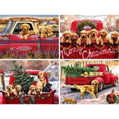 Diamond Painting Kits 5D DIY Diamond Embroidery Dog Christmas Animal Full Round With AB Drill Wall Decorations Gift Diamond Art