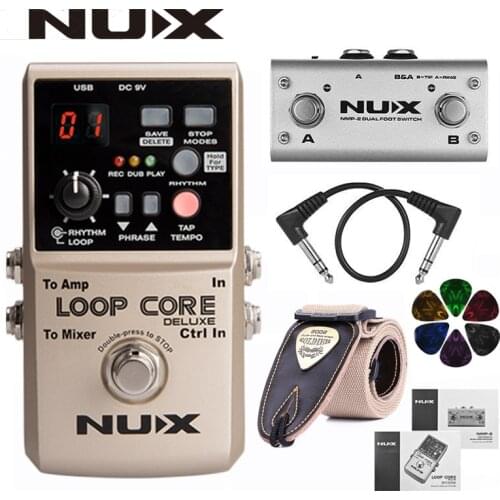 NUX Loop Core Deluxe Upgraded Guitar Loop Pedal with Foot Switch Automatic Tempo Detection 8 Hours Recording 24-bit Audio+Gifts