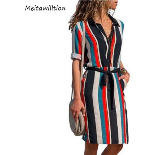Autumn Turn Down Collar Maxi Dress Female Long Sleeve Button Print Vintage Dresses 2020 High Waist Tie Up Elegant Dress