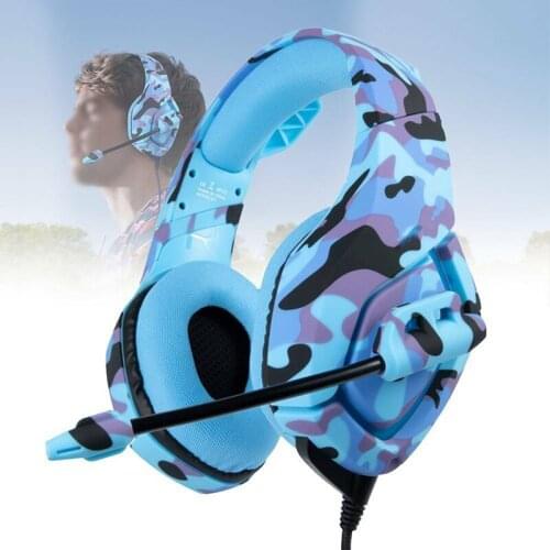 POHIKS 1pc 3.5mm Wired Stereo Surround Gaming Headset Camouflage Blue RGB Luminous Headphone For PS4 New Xbox One PC
