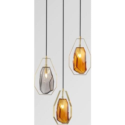 Simple And Creative Soot/Amber Glass Fashion Nordic Style Bedroom Bar Restaurant Aisle Staircase Bedside Chandelier Lights G9