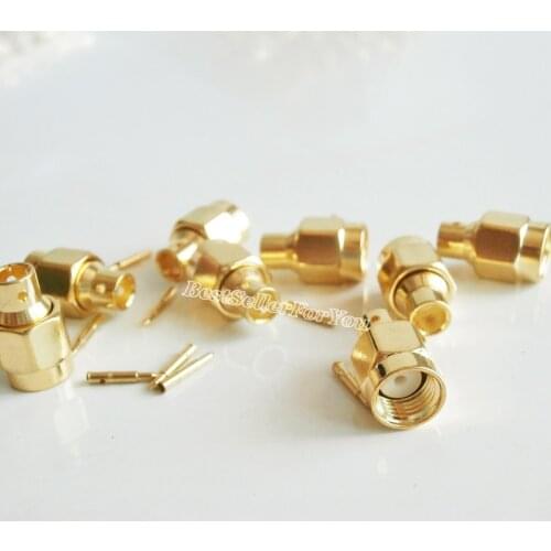 10Pcs SMA Connector Solder Plug Male Straight Connector For Semi-rigid RG402 0.141" Cable