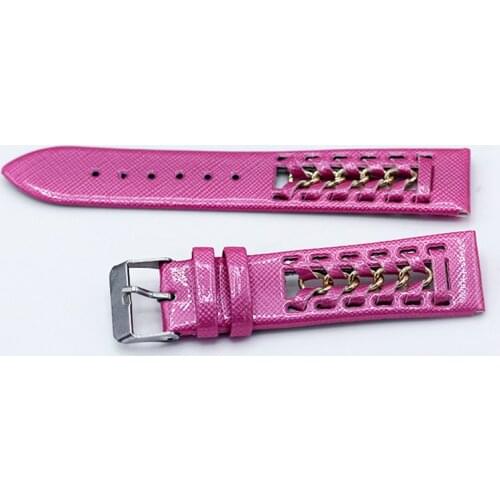 Hand-knitted carved womens Watchbands Shiny dots Leather watch strap stainless steel buckle belt buckle, 20mm