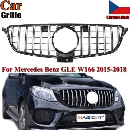 MagicKit GTR Chrome Front Upper Grille Grill For Mercedes Benz W166 GLE Coupe SUV 15-18