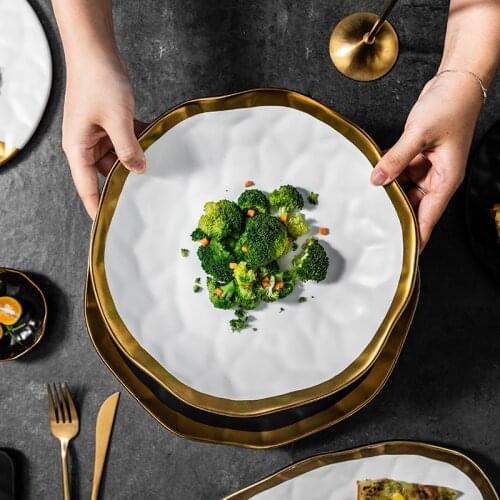 Luxury bowls and dishes banquet home painting Phnom Penh sub-black ceramic rice bowl plate creative hotel western tableware