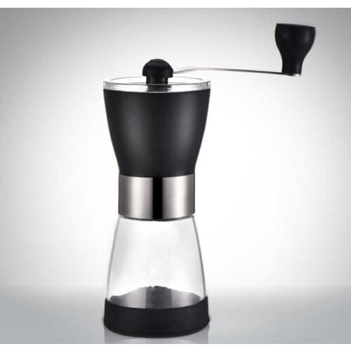 Manual Coffee Mill Grinder With Lid Ceramic Burrs Stainless Steel DIY Handle