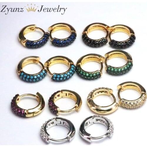 5 Pairs, Trendy Rainbow CZ Round Circle Hoop Earrings for Women Bohemia Geometric Hoop Earrings Charm Ear Cuff Jewelry