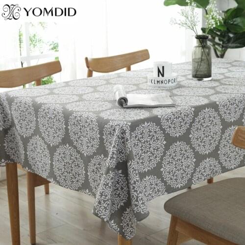 Grey Flower Tablecloth Printed Jacquard Pattern Tablecloth Refrigerator Cover Tea Table CoverSquare/Rectangle Shape Table Cloth