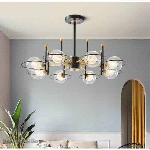 Modern Glass Ball LED Chandeliers For Living room Cafe lustre plafonnier Minimalist Bedroom Chandelier Lighting lampadario led