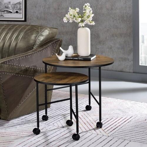Modern Nesting Coffee Table Metal Frame End Table Sofa Side Table With Wheel For Living Room Furniture