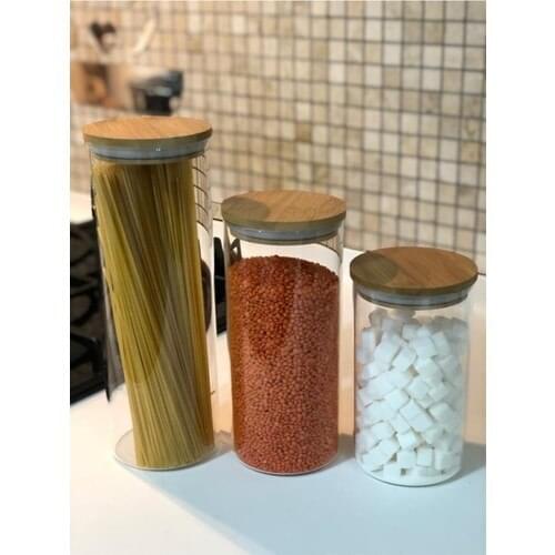 Takbir Brown 3'lü Glass Jar Set