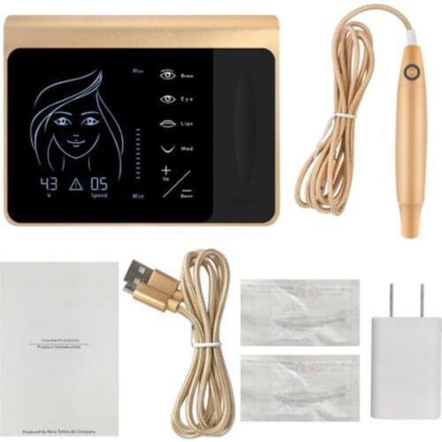 Golden Charmer Princess Touch Screen Tattoo Machine for Semi-permanent Eyebrow Lip Makeup Pen Machine with Cartridge Needle
