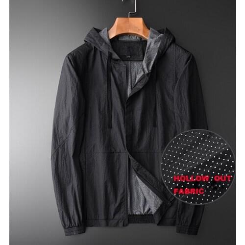 21N Thin Mens Jackets Luxury Hollow Out Hooded Mens Jackets And Coats Plus Size 3xl 4xl Casaco Masculino Slim Fit Man Jackets