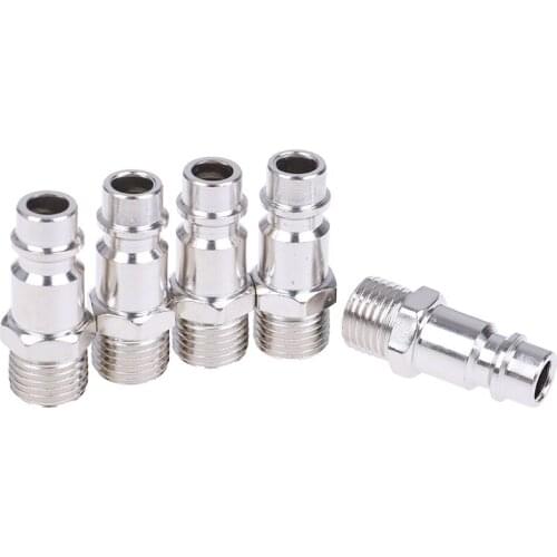 High Quality 5pcs 1/4" Copper Iron Euro Air Line Hose Fitting Quick Release Air Compressor Connector 33*11mm Wholesale