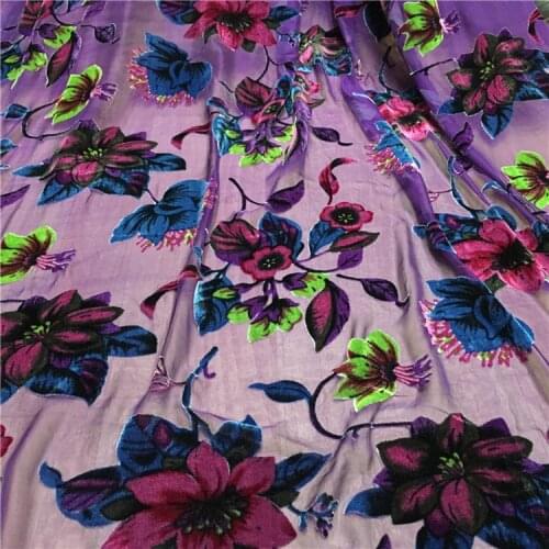 1 meter High-end Ткань Cloth Hollow Out Mulberry Silk Real Gold Velvet Dress Skirt Fabric