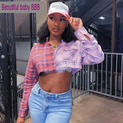 Meqeiss College Style Stitching Contrast Color Long-sleeved Plaid Short Top Autumn New Women Fashion High street Streetwear Wear