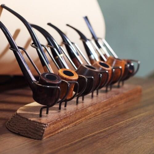 1pc Pipe Stand Smoking Pipe Accessories 6 Pipes Rack Safer and More Practical Tobacco Pipe Holder Wenge Wood
