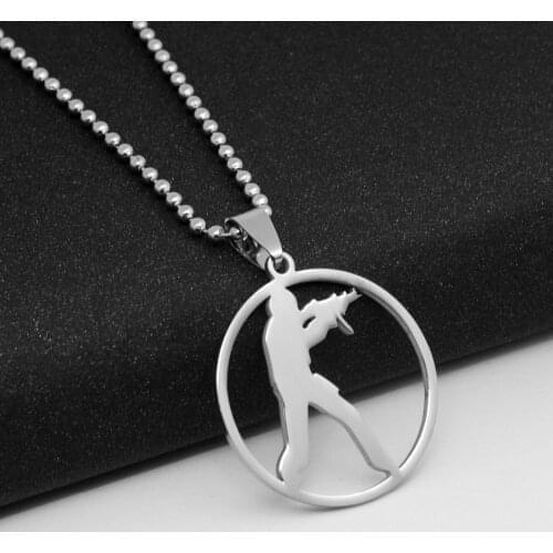 30 Stainless Steel Anime Game CS Logo Necklace GO Counter-Strike Logo Symbol Necklace Round Global Offensive Pendant Necklace