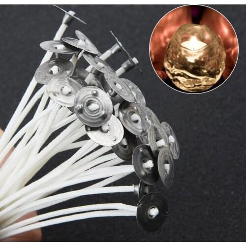 30pcs Cotton Candle Wicks Smokeless Wax Pure Cotton Core Pre-waxed Wicks DIY Candle Making Party Supplies 10cm